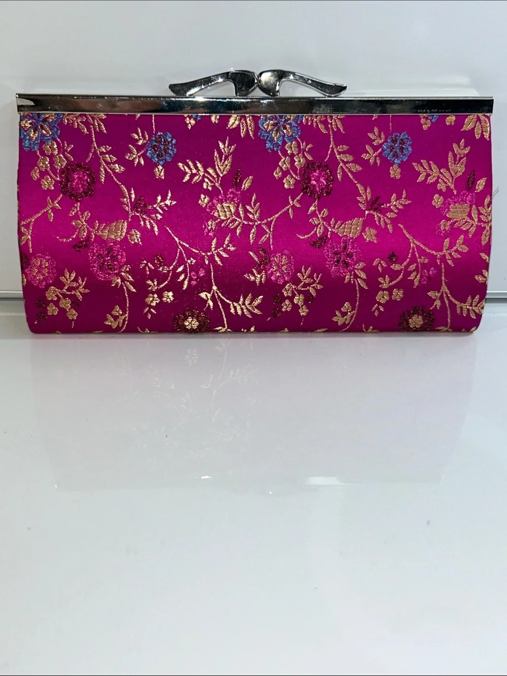 Vintage Floral Motif with Brocade Evening Clutch Bag